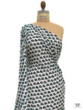 Floral Graphic Printed Tissue Cotton Jersey Knit - Teal / Black / Off-White