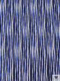 Painterly Striped Printed Tissue Cotton Jersey Knit - Blue / Black / White