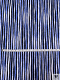 Painterly Striped Printed Tissue Cotton Jersey Knit - Blue / Black / White