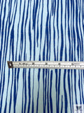 Painterly Striped Printed Tissue Cotton Jersey Knit - Ocean Blue / Pale Aqua
