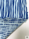 Painterly Striped Printed Tissue Cotton Jersey Knit - Ocean Blue / Pale Aqua