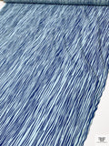 Painterly Striped Printed Tissue Cotton Jersey Knit - Ocean Blue / Pale Aqua