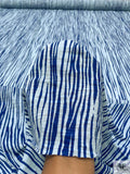 Painterly Striped Printed Tissue Cotton Jersey Knit - Ocean Blue / Pale Aqua