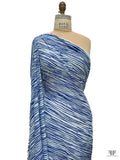 Painterly Striped Printed Tissue Cotton Jersey Knit - Ocean Blue / Pale Aqua