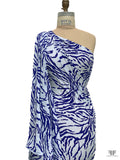 Tiger Inspired Printed Tissue Cotton Jersey Knit - Persian Indigo / Pale Aqua