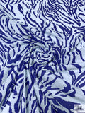 Tiger Inspired Printed Tissue Cotton Jersey Knit - Persian Indigo / Pale Aqua