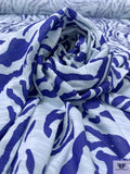 Tiger Inspired Printed Tissue Cotton Jersey Knit - Persian Indigo / Pale Aqua