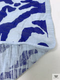 Tiger Inspired Printed Tissue Cotton Jersey Knit - Persian Indigo / Pale Aqua