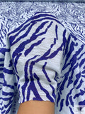 Tiger Inspired Printed Tissue Cotton Jersey Knit - Persian Indigo / Pale Aqua