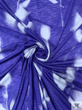 Ethereal Rose Printed Tissue Cotton Jersey Knit - Persian Indigo / Pale Aqua