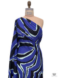 Bold Zebrine Printed Tissue Cotton Jersey Knit Panel - Persian Indigo / Pale Aqua / Black