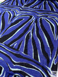 Bold Zebrine Printed Tissue Cotton Jersey Knit Panel - Persian Indigo / Pale Aqua / Black
