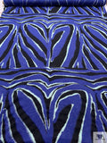 Bold Zebrine Printed Tissue Cotton Jersey Knit Panel - Persian Indigo / Pale Aqua / Black