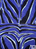Bold Zebrine Printed Tissue Cotton Jersey Knit Panel - Persian Indigo / Pale Aqua / Black