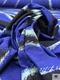 Bold Zebrine Printed Tissue Cotton Jersey Knit Panel - Persian Indigo / Pale Aqua / Black