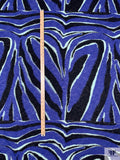 Bold Zebrine Printed Tissue Cotton Jersey Knit Panel - Persian Indigo / Pale Aqua / Black