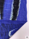 Bold Zebrine Printed Tissue Cotton Jersey Knit Panel - Persian Indigo / Pale Aqua / Black