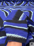 Bold Zebrine Printed Tissue Cotton Jersey Knit Panel - Persian Indigo / Pale Aqua / Black