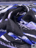 Frayed Stripes Printed Tissue Cotton Jersey Knit - Purple / Indigo Blue / Black / White