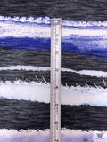 Frayed Stripes Printed Tissue Cotton Jersey Knit - Purple / Indigo Blue / Black / White