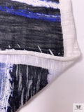 Frayed Stripes Printed Tissue Cotton Jersey Knit - Purple / Indigo Blue / Black / White