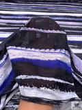 Frayed Stripes Printed Tissue Cotton Jersey Knit - Purple / Indigo Blue / Black / White