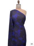 Abstract Printed Tissue Cotton Jersey Knit - Persian Indigo / Black