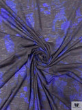 Abstract Printed Tissue Cotton Jersey Knit - Persian Indigo / Black