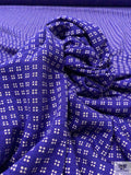 Pixeled Squares Printed Tissue Cotton Jersey Knit - Persian Indigo / Nude