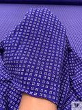 Pixeled Squares Printed Tissue Cotton Jersey Knit - Persian Indigo / Nude