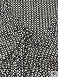 Geometric Printed Tissue Cotton Jersey Knit - Black / Beige