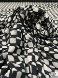 Geometric Printed Tissue Cotton Jersey Knit - Black / Beige