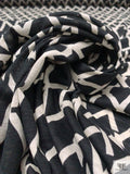 Broken Lattice Printed Tissue Cotton Jersey Knit - Black / Beige