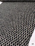 Broken Lattice Printed Tissue Cotton Jersey Knit - Black / Beige