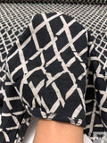 Broken Lattice Printed Tissue Cotton Jersey Knit - Black / Beige