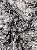 Snakeskin Printed Tissue Cotton Jersey Knit - Off-White / Black