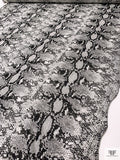 Snakeskin Printed Tissue Cotton Jersey Knit - Off-White / Black