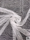 French Double-Scalloped Fine Chantilly Lace - Diamond White