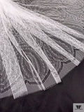 French Double-Scalloped Fine Chantilly Lace - Diamond White