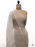 French Double-Scalloped Corded Fine Chantilly Lace - Silk White