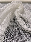 French Double-Scalloped Corded Fine Chantilly Lace - Silk White