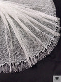 French Double-Scalloped Corded Fine Chantilly Lace - Silk White