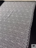 French Double-Scalloped Corded Fine Chantilly Lace - Silk White