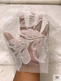 French Paisley Floral Swiss Dotted Lyon Lace with Cording - Silk White