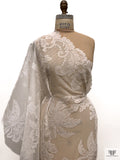 French Paisley Floral Swiss Dotted Lyon Lace with Cording - Silk White