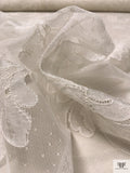 French Paisley Floral Swiss Dotted Lyon Lace with Cording - Silk White