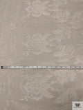 French Paisley Floral Swiss Dotted Lyon Lace with Cording - Silk White