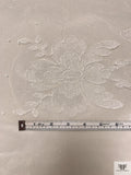 French Paisley Floral Swiss Dotted Lyon Lace with Cording - Silk White