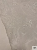 French Paisley Floral Swiss Dotted Lyon Lace with Cording - Silk White