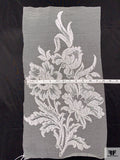 French Floral Bouquet Corded Lyon Lace Applique - Silk White